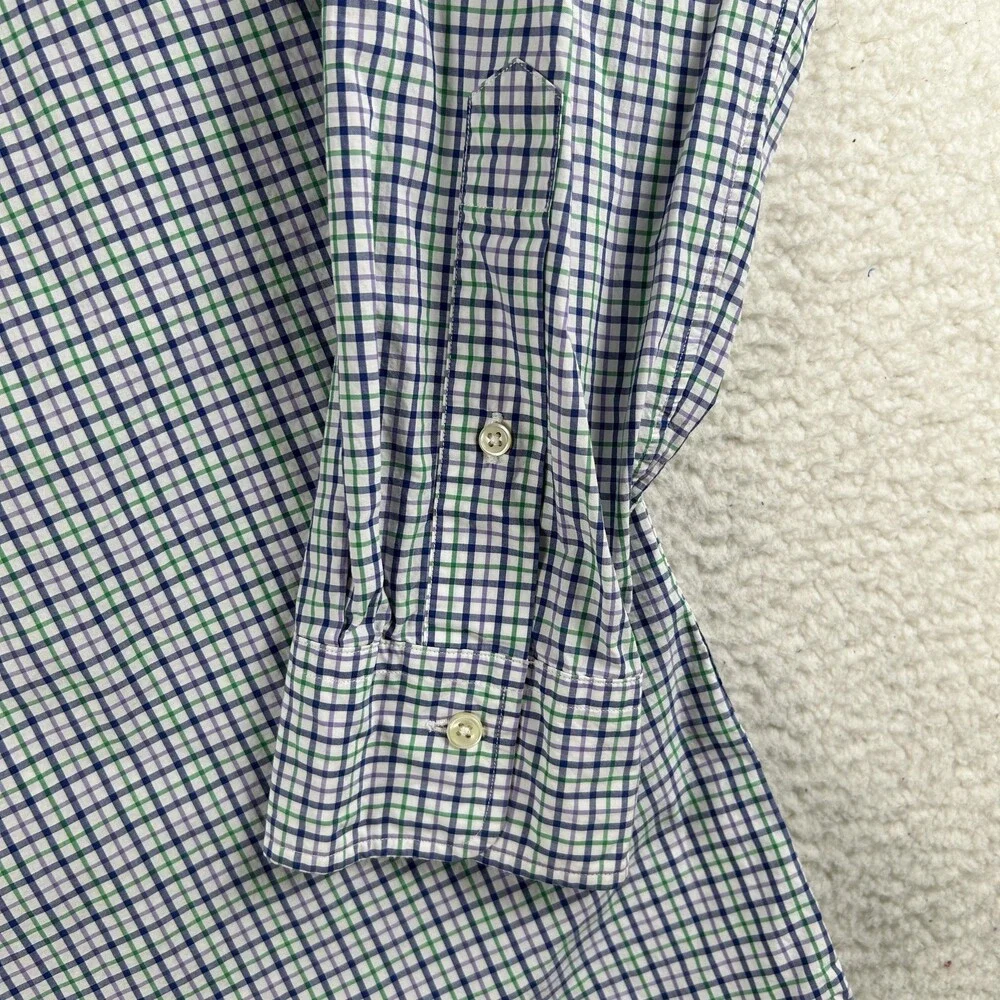 Polo Ralph Lauren Shirt Mens Large Blue Green Check Long Sleeve Button Down